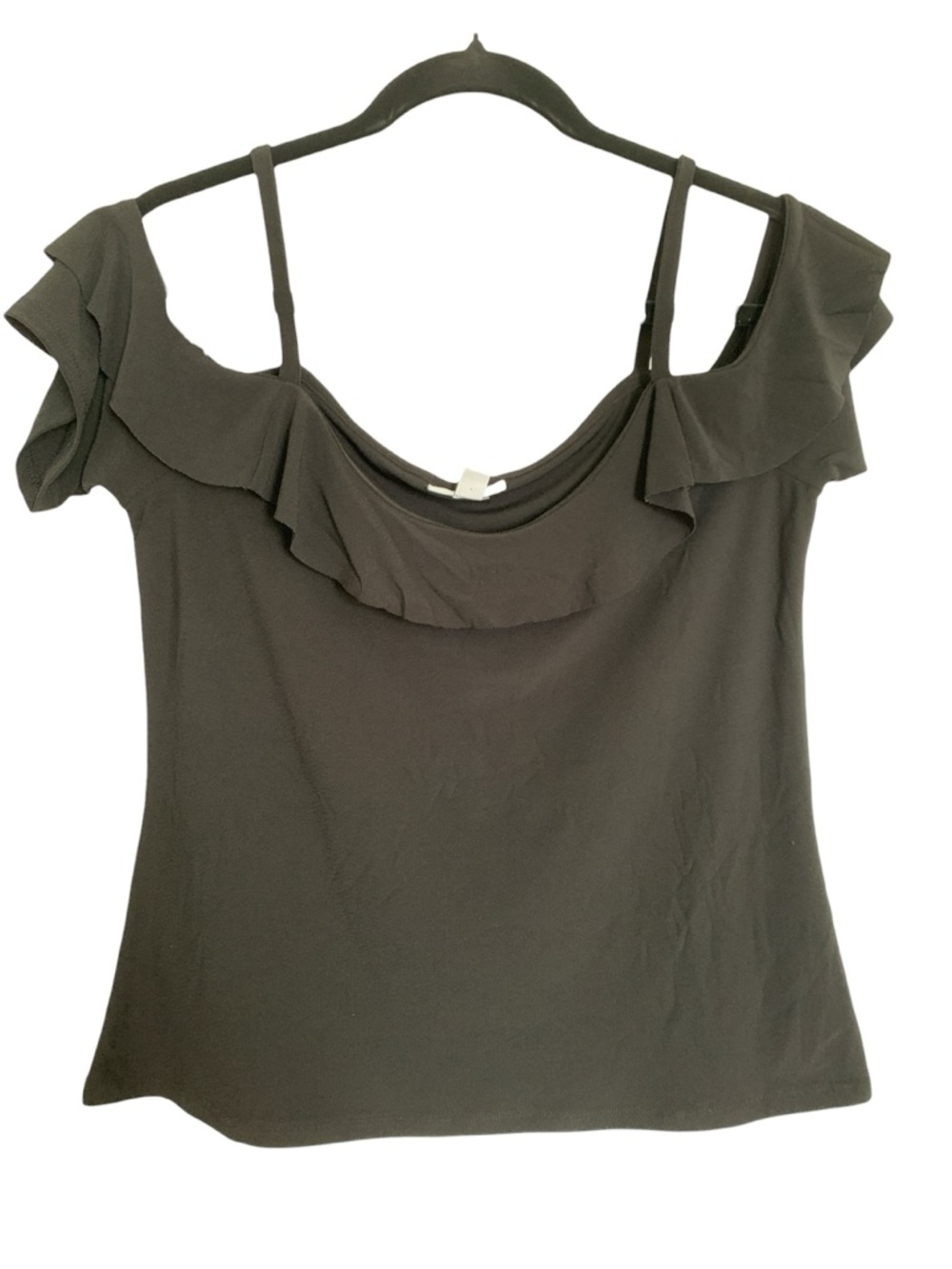 Bar III Black Top cold shoulder off shoulder Large Y2K sexy summer festival - Picture 7 of 15